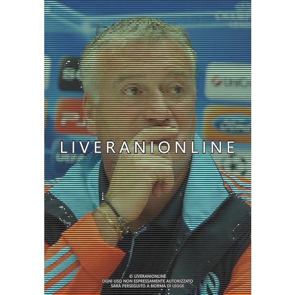 MILANO 12/3/2012 STADIO SAN SIRO CONFERENZA STAMPA DI DIDIER DESCHAMPS E STEVE MANDANA RISPETTIVAMENTE ALLENATORE E CAPITANO/PORTIERE DELL\'Olympique Marsiglia IN VISTA DELLA PARTITA DI RITORNO DEGLI OTTAVI DI CHAMPIONS LEAGUE CONTRO L\'INTER NELLA FOTO DIDIER DESCHAMPS ©ROMANO/ALDO LIVERANI