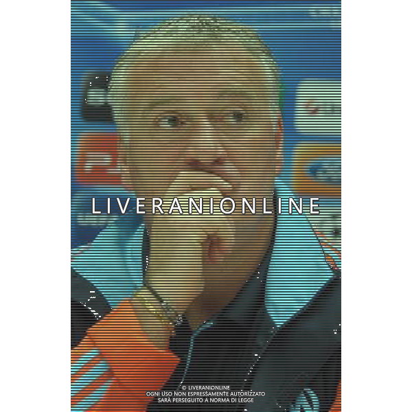 MILANO 12/3/2012 STADIO SAN SIRO CONFERENZA STAMPA DI DIDIER DESCHAMPS E STEVE MANDANA RISPETTIVAMENTE ALLENATORE E CAPITANO/PORTIERE DELL\'Olympique Marsiglia IN VISTA DELLA PARTITA DI RITORNO DEGLI OTTAVI DI CHAMPIONS LEAGUE CONTRO L\'INTER NELLA FOTO DIDIER DESCHAMPS ©ROMANO/ALDO LIVERANI