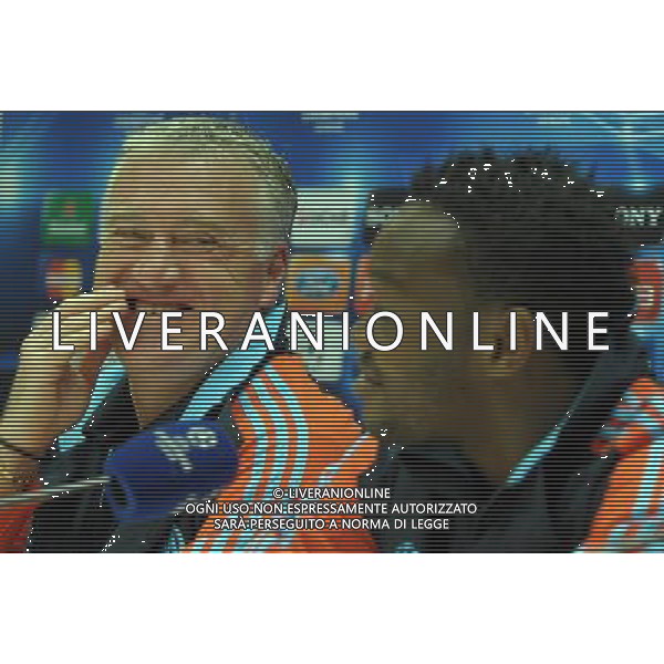 MILANO 12/3/2012 STADIO SAN SIRO CONFERENZA STAMPA DI DIDIER DESCHAMPS E STEVE MANDANA RISPETTIVAMENTE ALLENATORE E CAPITANO/PORTIERE DELL\'Olympique Marsiglia IN VISTA DELLA PARTITA DI RITORNO DEGLI OTTAVI DI CHAMPIONS LEAGUE CONTRO L\'INTER NELLA FOTO DIDIER DESCHAMPS E STEVE MANDANA ©ROMANO/ALDO LIVERANI