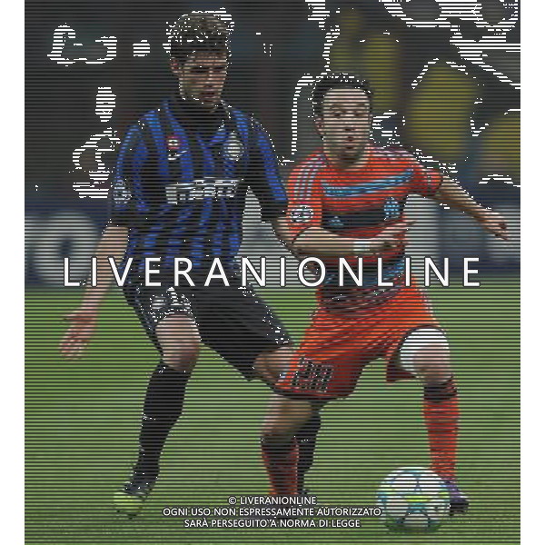 UEFA Champions League 2011/2012 Ottavi di Finale Ritorno Milano - 13.03.2012 Inter-Olympique Marsiglia Nella Foto:valbuena e andrea poli /Ph.Vitez-Ag. Aldo Liverani