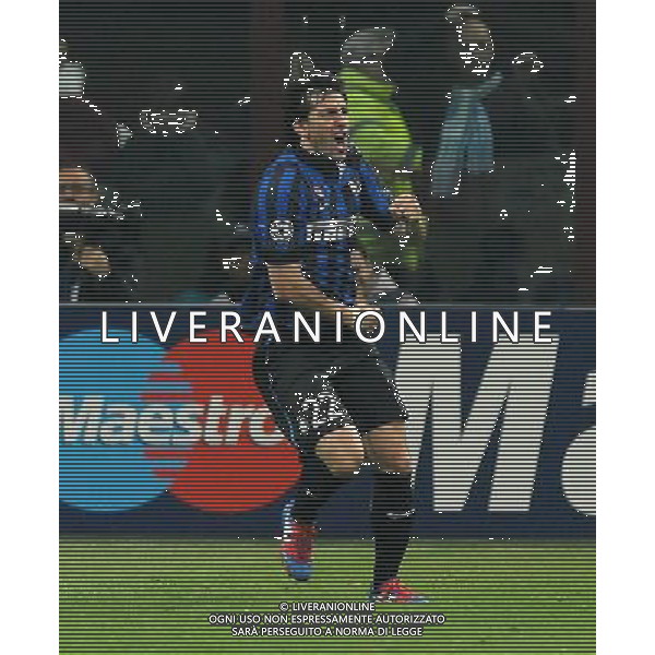 UEFA Champions League 2011/2012 Ottavi di Finale Ritorno Milano - 13.03.2012 Inter-Olympique Marsiglia Nella Foto: esultanza dopo il gol di diego milito /Ph.Vitez-Ag. Aldo Liverani