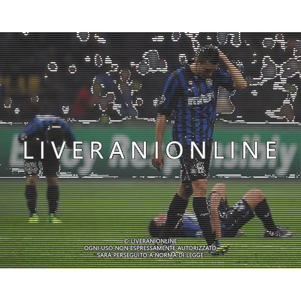 UEFA Champions League 2011/2012 Ottavi di Finale Ritorno Milano - 13.03.2012 Inter-Olympique Marsiglia Nella Foto:delusione lucio /Ph.Vitez-Ag. Aldo Liverani