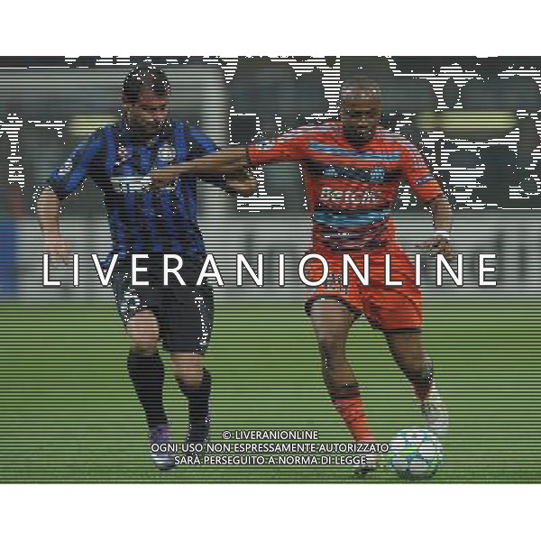 UEFA Champions League 2011/2012 Ottavi di Finale Ritorno Milano - 13.03.2012 Inter-Olympique Marsiglia Nella Foto:Ayew Andr-Stankovic Dejan /Ph.Vitez-Ag. Aldo Liverani