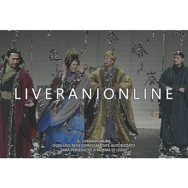 (120314) -- BEIJING, March 14, 2012 () -- Performers are seen during a rehearsal of the Chinese version of Shakespeare\'s drama Charles III at the National Theatre of China in Beijing, capital of China, March 14, 2012. The play, directed by Wang Xiaoying, was prepared for a Shakespeare Drama Festival in London prior to the 2012 Olympic Games. The Chinese version of Charles III, with mandarin dialogue and Chinese style costumes, is going to be staged with other 36 plays from different languages and dialects as part of the cultural Olympiad.(/Ren Zhenglai) (xzj) /AG ALDO LIVERANI SAS - ITALY ONLY -