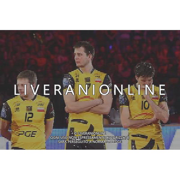 18.03.2012 LODZ- ATLAS ARENA (LODZ, POLAND - ATLAS ARENA) SIATKOWKA MEZCZYZN (MEN\'S VOLLEYBALL), CEV LIGA MISTRZOW MEZCZYZN (CEV VOLLEYBALL CHAMPIONS LEAGUE MEN\'S); FINAL FOUR MECZ FINALOWY - FINAL PGE SKRA BELCHATOW - ZENIT KAZAN ( FINAL GAME PGE SKRA BELCHATOW - ZENIT KAZAN) NZ PAWEL WOICKI, BARTOSZ KUREK, MIGUEL FALASCA; SKRA SMUTEK, PORAZKA; ZLA DECYZJA SEDZIOW BLAD SEDZIOW; FOTO LUKASZ GROCHALA/ CYFRASPORT/NEWSPIX.PL --- Newspix.pl AG ALDO LIVERANI S A S ONLY ITALY *** Local Caption *** www.newspix.pl mail us: info@newspix.pl call us: 0048 022 23 22 222 --- Polish Picture Agency by Ringier Axel Springer Poland