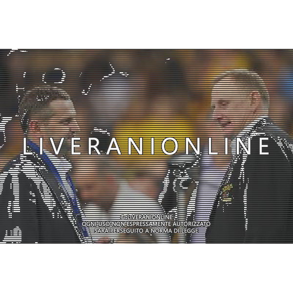 18.03.2012 LODZ- ATLAS ARENA (LODZ, POLAND - ATLAS ARENA) SIATKOWKA MEZCZYZN (MEN\'S VOLLEYBALL), CEV LIGA MISTRZOW MEZCZYZN (CEV VOLLEYBALL CHAMPIONS LEAGUE MEN\'S); FINAL FOUR MECZ FINALOWY - FINAL PGE SKRA BELCHATOW - ZENIT KAZAN ( FINAL GAME PGE SKRA BELCHATOW - ZENIT KAZAN) NZ KONRAD PIECHOCKI (L), JACEK NAWROCKI (P) FOTO LUKASZ GROCHALA/ CYFRASPORT/NEWSPIX.PL --- Newspix.pl AG ALDO LIVERANI S A S ONLY ITALY *** Local Caption *** www.newspix.pl mail us: info@newspix.pl call us: 0048 022 23 22 222 --- Polish Picture Agency by Ringier Axel Springer Poland