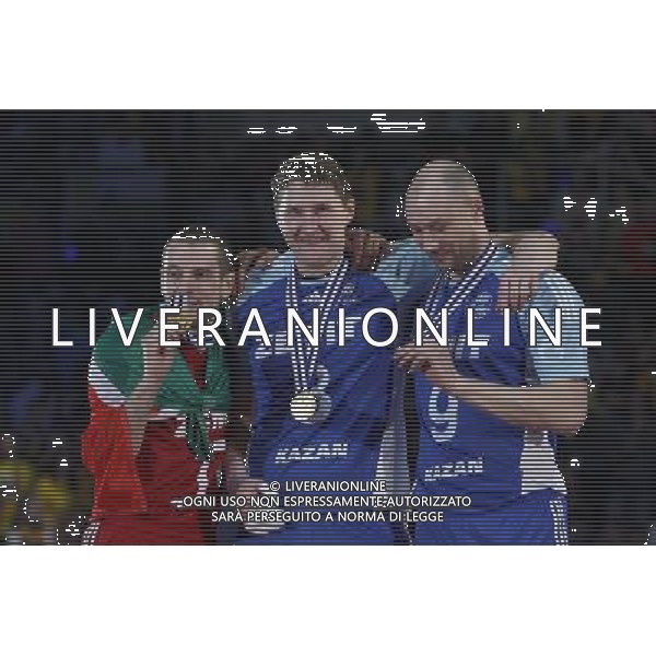 18.03.2012 LODZ ULICA BANDURSKIEGO HALA ATLAS ARENA SIATKOWKA MESKA LIGA MISTRZOW FINAL FOUR CEV CHAMPIONS LEAGUE DEKORACJA NZ. VLADISLAV BABICHEV (L) WILLIAM PRIDDY (C) ALEXEY CHEREMISIN (P) ( POLAND SPORT VOLLEYBALL LEAGUE GAME ) FOTO MATEUSZ TRZUSKOWSKI/CYFRASPORT/NEWSPIX.PL --- Newspix.pl AG ALDO LIVERANI S A S ONLY ITALY *** Local Caption *** www.newspix.pl mail us: info@newspix.pl call us: 0048 022 23 22 222 --- Polish Picture Agency by Ringier Axel Springer Poland