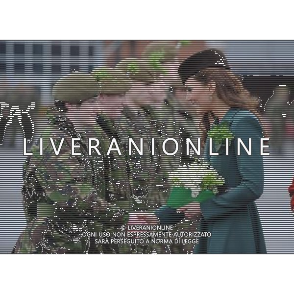 The Duchess of Cambridge meets members of the Irish Guards Cadets during St Patrick\'s Day at Mons Barracks. The Duchess of Cambridge presented shamrocks to the 1st Battalion Irish Guards at the St PatrickÍs Day Parade, Mons Barracks, Aldershot. The origin of the Royal gift of Shamrock dates back to the Regiment\'s first St Patrick\'s day in 1901. The Duchess also met the Irish Guards mascot, an Irish Wolfhound called Conmael and presented him with a Shamrock. ©PHOTOSHOT/ag. Aldo Liverani sas - ITALY ONLY -