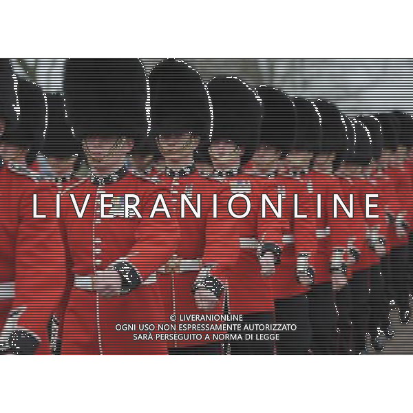 Pictured here are 1st Battalion Irish Guards marching onto the parade square at Mons Barracks before being met by the Duchess of Cambridge. The Duchess of Cambridge presented shamrocks to the 1st Battalion Irish Guards at the St PatrickÍs Day Parade, Mons Barracks, Aldershot. The origin of the Royal gift of Shamrock dates back to the Regiment\'s first St Patrick\'s day in 1901. The Duchess also met the Irish Guards mascot, an Irish Wolfhound called Conmael and presented him with a Shamrock. ©PHOTOSHOT/ag. Aldo Liverani sas - ITALY ONLY -
