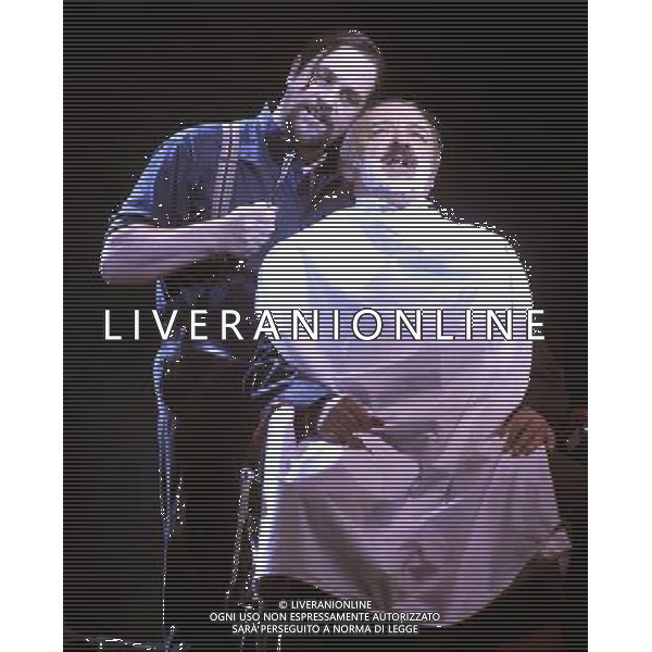 Michael Ball, John Bowie on stage at the Sweeney Todd Photocall, Adelphi Theatre, London. 19.03.12 - ©photoshot/AG ALDO LIVERANI SAS - ITALY ONLY -