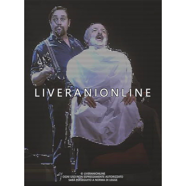 Michael Ball, John Bowie on stage at the Sweeney Todd Photocall, Adelphi Theatre, London. 19.03.12 - ©photoshot/AG ALDO LIVERANI SAS - ITALY ONLY -