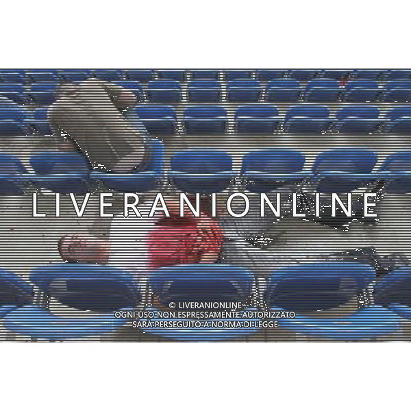 Poznan, 21 June 2011. Evacution of City Stadium, Polish Emergency Services exercises before Euro 2012 in Poland and Ukraine, Poznan, Poland. (ukit) ©photoshot/AGENZIA ALDO LIVERANI SAS - ITALY ONLY - Esercitazioni di Polizia di evacuazione dello stadio, soccorsi di paramedici e servizi di emergenza in previsione degli Europei di Calcio Euro 2012 in Polonia e Ucraina