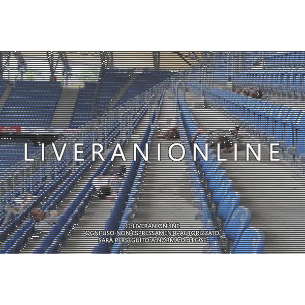 Poznan, 21 June 2011. Evacution of City Stadium, Polish Emergency Services exercises before Euro 2012 in Poland and Ukraine, Poznan, Poland. (ukit) ©photoshot/AGENZIA ALDO LIVERANI SAS - ITALY ONLY - Esercitazioni di Polizia di evacuazione dello stadio, soccorsi di paramedici e servizi di emergenza in previsione degli Europei di Calcio Euro 2012 in Polonia e Ucraina