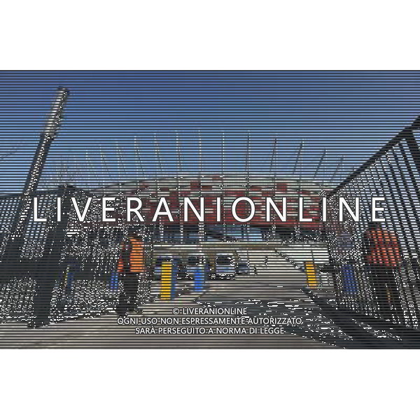 Warsaw, 09 February 2012. Police security excercises in National Stadium in Warsaw before Euro 2012 in Poland and Ukraine, Warsaw, Poland. (ukit) Grzegorz Jakubowski ©photoshot/AGENZIA ALDO LIVERANI SAS - ITALY ONLY - Esercitazioni di Polizia di evacuazione dello stadio, soccorsi di paramedici e servizi di emergenza in previsione degli Europei di Calcio Euro 2012 in Polonia e Ucraina