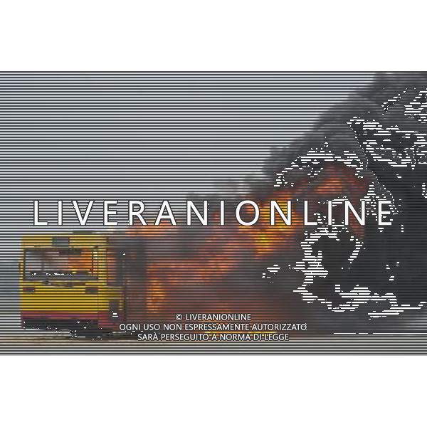 Lodz, 24 October 2011. Polish Emergency Services exercises before Euro 2012 in Poland and Ukraine, Script: Airplane with drunk football fans landed at Lodz Airport, Airport bus fire and a bomb in a luggage, Lodz, Poland. (ukit) Grzegorz Micha³owski ©photoshot/AGENZIA ALDO LIVERANI SAS - ITALY ONLY - Esercitazioni di Polizia di evacuazione dello stadio, soccorsi di paramedici e servizi di emergenza in previsione degli Europei di Calcio Euro 2012 in Polonia e Ucraina