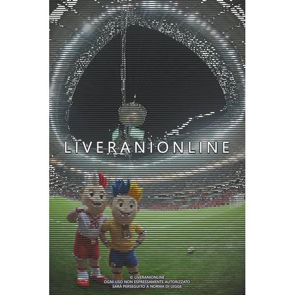 Warsaw, 29 February 20121. Twins Slavek and Slavko - official mascots of Euro 2012 in Poland and Ukraine just before friendly match with Portugal in newly opened national Stadium, Warsaw, Poland. (ukit) Bart³omiej Zborowski ©photoshot/AGENZIA ALDO LIVERANI SAS - ITALY ONLY - Esercitazioni di Polizia di evacuazione dello stadio, soccorsi di paramedici e servizi di emergenza in previsione degli Europei di Calcio Euro 2012 in Polonia e Ucraina