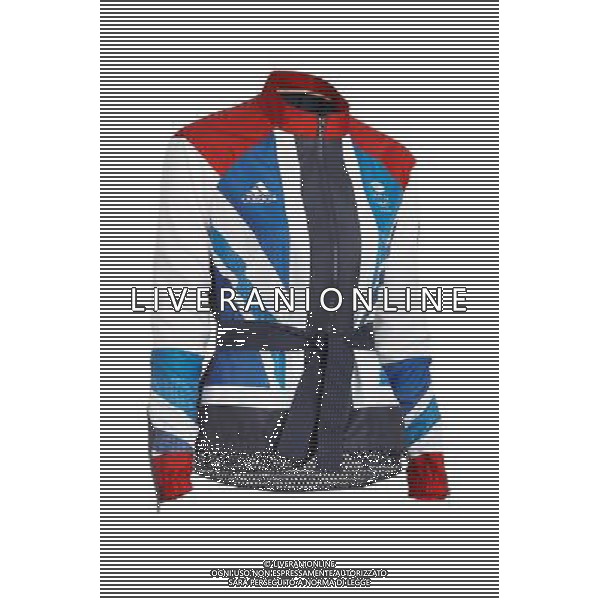 adidas Team GB Women\'s Presentation Jacket_Front Adidas, Official Sportswear Partner of Team GB and ParalympicsGB today proudly presented the ground-breaking team kit that will be worn by the British athletes at the London 2012 Olympic and Paralympic Games. Designed by acclaimed British designer Stella McCartney, who was appointed by adidas as Creative Director for this project, the kit is the most comprehensive range thatÕs ever been supplied to a national team, combining the best in performance technologies and stand-out British style. ©photoshot/AGENZIA ALDO LIVERANI SAS - ITALY ONLY - Presentazione dell\'abbigliamento sportivo Adidas disegnato dalla celebre stilista inglese Stella McCartney che sara\' indossato dagli atleti britannici che parteciperanno ai Giochi Olimpici e Paralimpici di Londra 2012