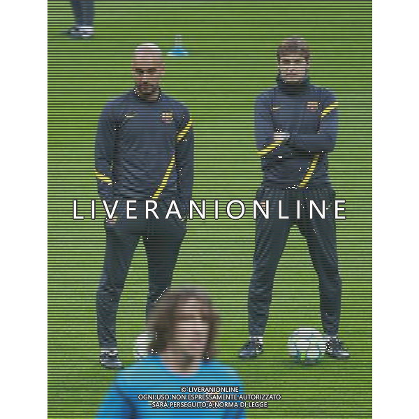 MILANO 27-3-2012 STADIO MEAZZA SAN SIRO ALLENAMENTO BARCELONA IN VISTA DELLA SFIDA DI CHAMPIONS CONTRO IL MILAN NELLA FOTO JOSEPH GUARDIOLA PH.FIOCHI-ALDO LIVERANI