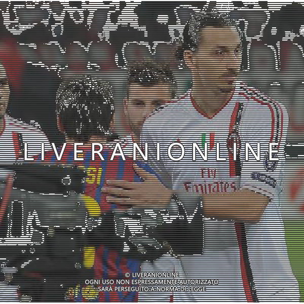 UEFA Champions League 2011/2012 Quarti di Finale Andata Milano - 28.03.2012 Milan-Barcellona Nella Foto: zlatan ibrahimovic e lionel messi /Ph.Vitez-Ag. Aldo Liverani