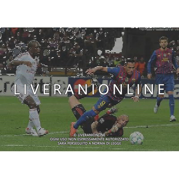 UEFA Champions League 2011/2012 Quarti di Finale Andata Milano - 28.03.2012 Milan-Barcellona Nella Foto:uscita di christian abbiati su alexis sanchez e il barcellona chiede il rigore non concesso /Ph.Vitez-Ag. Aldo Liverani