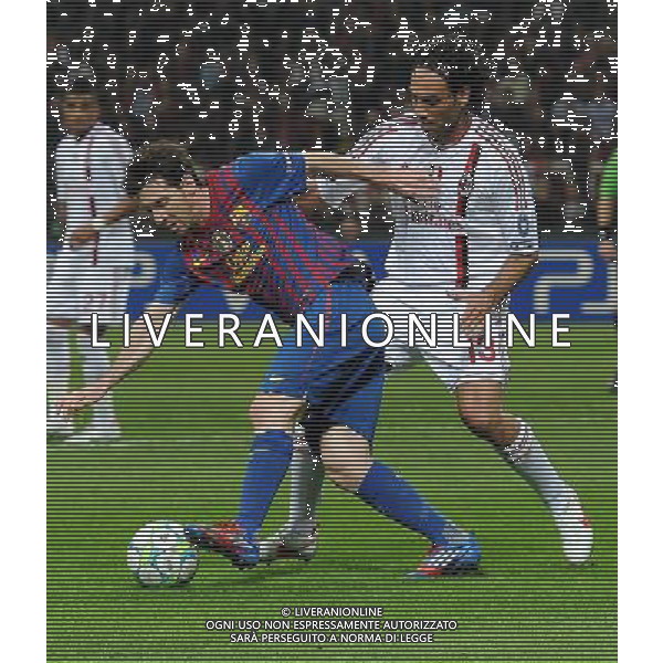 UEFA Champions League 2011/2012 Quarti di Finale Andata Milano - 28.03.2012 Milan-Barcellona Nella Foto:messi lionel e alessandro nesta /Ph.Vitez-Ag. Aldo Liverani