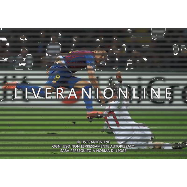 UEFA Champions League 2011/2012 Quarti di Finale Andata Milano - 28.03.2012 Milan-Barcellona Nella Foto:antonini ferma l\'occasione di sanchez /Ph.Vitez-Ag. Aldo Liverani