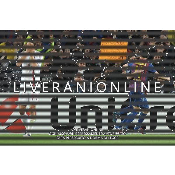 UEFA Champions League 2011/2012 Quarti di Finale Ritorno Barcellona (Spagna) - 03.04.2012 Barcellona-Milan Nella Foto: esultanza dopo il gol su rigore di lionel messi /Ph.Vitez-Ag. Aldo Liverani