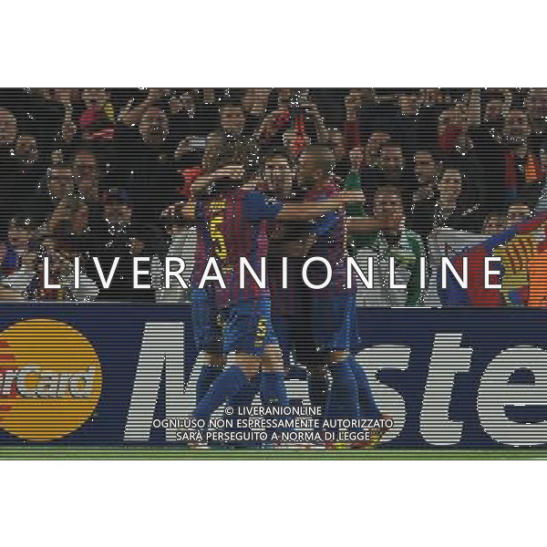 UEFA Champions League 2011/2012 Quarti di Finale Ritorno Barcellona (Spagna) - 03.04.2012 Barcellona-Milan Nella Foto: esultanza dopo il gol su rigore di lionel messi /Ph.Vitez-Ag. Aldo Liverani
