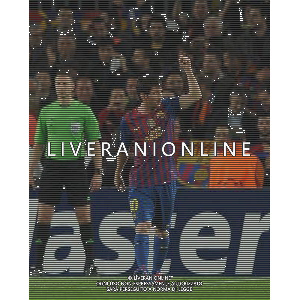 UEFA Champions League 2011/2012 Quarti di Finale Ritorno Barcellona (Spagna) - 03.04.2012 Barcellona-Milan Nella Foto: esultanza dopo il gol su rigore di lionel messi /Ph.Vitez-Ag. Aldo Liverani
