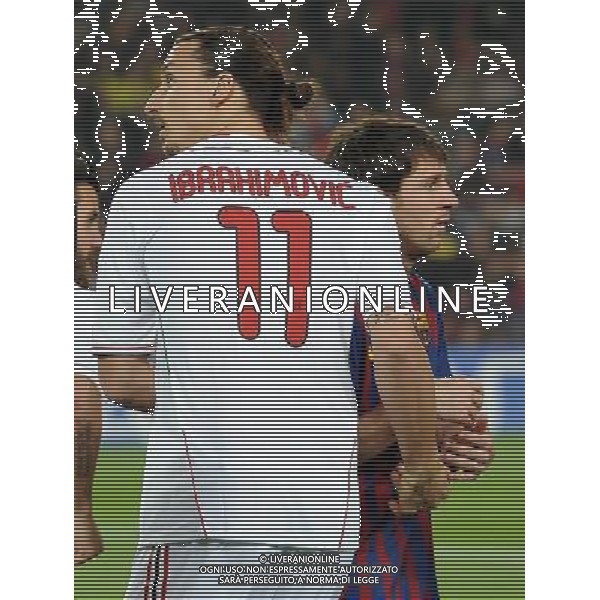 UEFA Champions League 2011/2012 Quarti di Finale Ritorno Barcellona (Spagna) - 03.04.2012 Barcellona-Milan Nella Foto:messi lionel e zlatan ibrahimovic /Ph.Vitez-Ag. Aldo Liverani