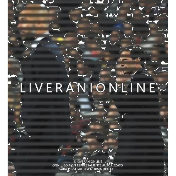 UEFA Champions League 2011/2012 Quarti di Finale Ritorno Barcellona (Spagna) - 03.04.2012 Barcellona-Milan Nella Foto:allegri massimiliano e josep guardiola /Ph.Vitez-Ag. Aldo Liverani