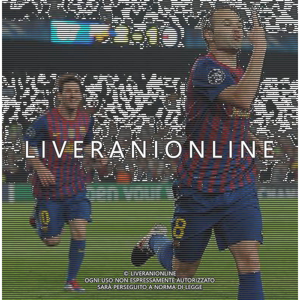 UEFA Champions League 2011/2012 Quarti di Finale Ritorno Barcellona (Spagna) - 03.04.2012 Barcellona-Milan Nella Foto: esultanza dopo il gol di iniesta /Ph.Vitez-Ag. Aldo Liverani