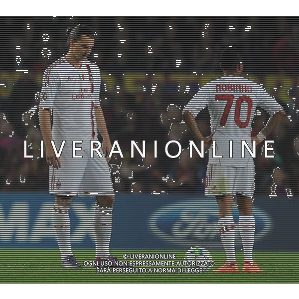 UEFA Champions League 2011/2012 Quarti di Finale Ritorno Barcellona (Spagna) - 03.04.2012 Barcellona-Milan Nella Foto:delusione ibrahimovic e robinho /Ph.Vitez-Ag. Aldo Liverani