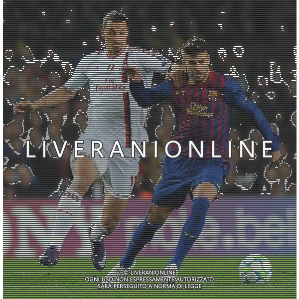 UEFA Champions League 2011/2012 Quarti di Finale Ritorno Barcellona (Spagna) - 03.04.2012 Barcellona-Milan Nella Foto:pique\' e ibrahimovic /Ph.Vitez-Ag. Aldo Liverani
