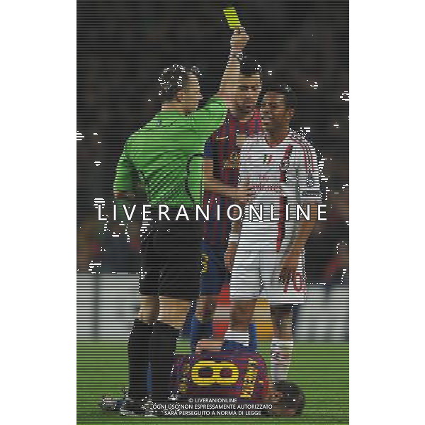 UEFA Champions League 2011/2012 Quarti di Finale Ritorno Barcellona (Spagna) - 03.04.2012 Barcellona-Milan Nella Foto:robinho ammonizione /Ph.Vitez-Ag. Aldo Liverani