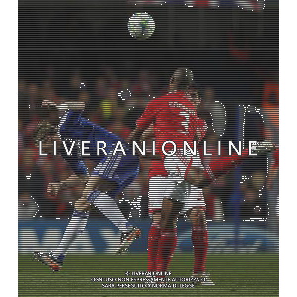 (120405) -- LONDON, April 5, 2012 () -- Fernando Torres (L) of Chelsea vies with Emerson of Benfica during the UEFA Champions League Quarterfinal second leg match between Chelsea and Benfica at Stamford Bridge on April 4, 2012 in London, the United Kingdom. Chelsea won 2-1 and advanced to the semifinal with 3-1. (/Wang Lili) ©photoshot/AGENZIA ALDO LIVERANI SAS - ITALY ONLY - Chelsea - Benfica quarti di finale UEFA Champions League gara di ritorno a Stamford Bridge il 4 aprile 2012 a Londra
