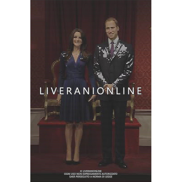 The Duke and Duchess of Cambridge, today made their debut at Madame Tussauds in London when their wax figures were revealed. ©photoshot/AGENZIA ALDO LIVERANI SAS - ITALY ONLY - REALI INGLESI: Le statue di cera del Principe William e Kate Middleton duca e duchessa di Cambridge, al Madame Tussauds a Londra