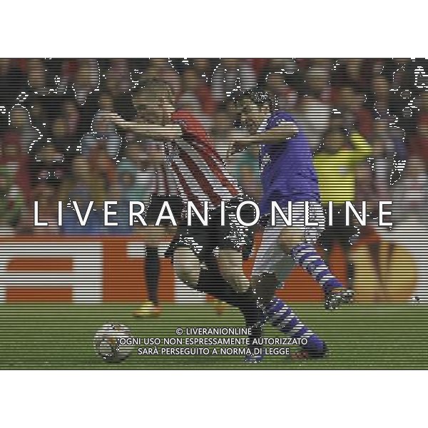 Athletic Club de Bilbao\'s Iker Muniain (l) and FC Schalke 04\'s Raul Gonzalez during Europa League match.April 5,2012. (ALTERPHOTOS/Acero) AG ALDO LIVERANI S A S ONLY ITALY