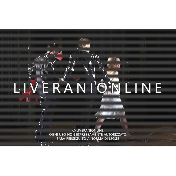 Michael Cerveris \' Elena Roger with Andrew Lloyd Webber during the Broadway Opening Night Performance Curtain Call for \'EVITA\' at the Marquis Theatre in New York City on 4/5/2012 ©photoshotI/Agenzia Aldo Liverani Sas - ITALY ONLY - Il Musical \'Evita\' spettacolo teatrale in scena al Marquis Theatre di New York