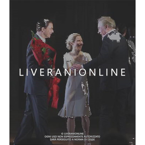 Michael Cerveris \' Elena Roger with Andrew Lloyd Webber during the Broadway Opening Night Performance Curtain Call for \'EVITA\' at the Marquis Theatre in New York City on 4/5/2012 ©photoshotI/Agenzia Aldo Liverani Sas - ITALY ONLY - Il Musical \'Evita\' spettacolo teatrale in scena al Marquis Theatre di New York