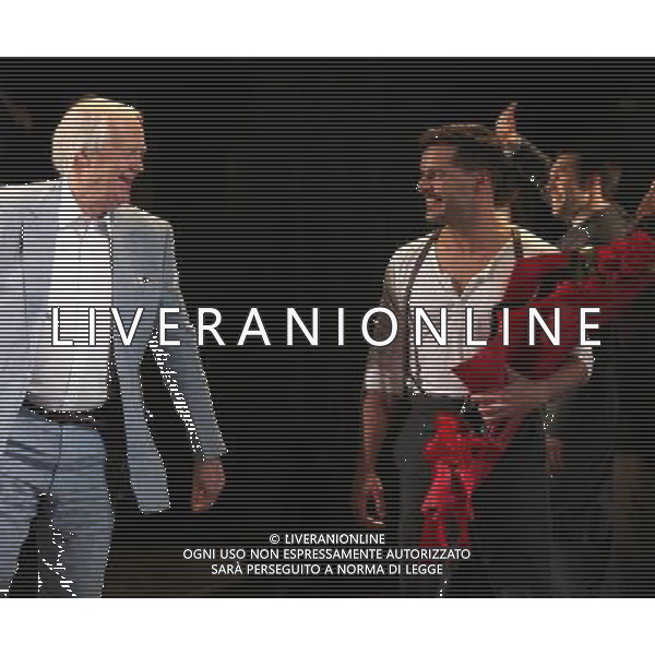 Tim Rice \' Ricky Martin during the Broadway Opening Night Performance Curtain Call for \'EVITA\' at the Marquis Theatre in New York City on 4/5/2012 ©photoshotI/Agenzia Aldo Liverani Sas - ITALY ONLY - Il Musical \'Evita\' spettacolo teatrale in scena al Marquis Theatre di New York