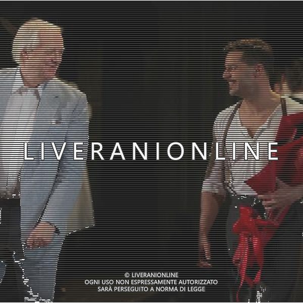 Tim Rice \' Ricky Martin during the Broadway Opening Night Performance Curtain Call for \'EVITA\' at the Marquis Theatre in New York City on 4/5/2012 ©photoshotI/Agenzia Aldo Liverani Sas - ITALY ONLY - Il Musical \'Evita\' spettacolo teatrale in scena al Marquis Theatre di New York