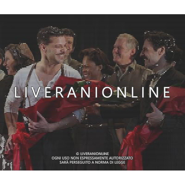 Ricky Martin \' Max Von Essen with the Company during the Broadway Opening Night Performance Curtain Call for \'EVITA\' at the Marquis Theatre in New York City on 4/5/2012 ©photoshotI/Agenzia Aldo Liverani Sas - ITALY ONLY - Il Musical \'Evita\' spettacolo teatrale in scena al Marquis Theatre di New York