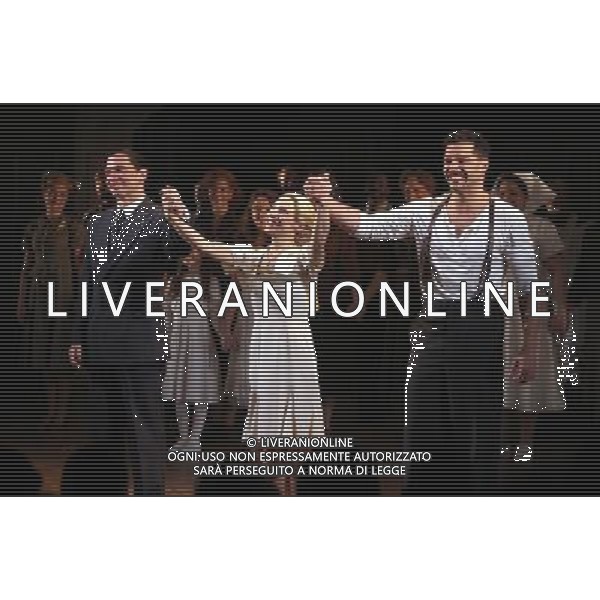 Michael Cerveris \' Elena Roger \' Ricky Martin with the Company during the Broadway Opening Night Performance Curtain Call for \'EVITA\' at the Marquis Theatre in New York City on 4/5/2012 ©photoshotI/Agenzia Aldo Liverani Sas - ITALY ONLY - Il Musical \'Evita\' spettacolo teatrale in scena al Marquis Theatre di New York