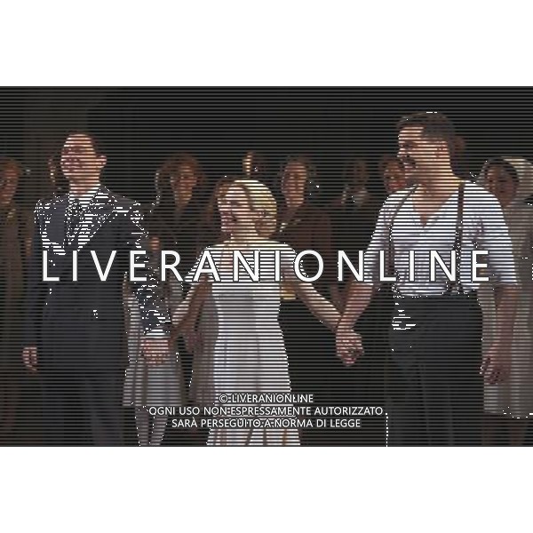 Michael Cerveris \' Elena Roger \' Ricky Martin with the Company during the Broadway Opening Night Performance Curtain Call for \'EVITA\' at the Marquis Theatre in New York City on 4/5/2012 ©photoshotI/Agenzia Aldo Liverani Sas - ITALY ONLY - Il Musical \'Evita\' spettacolo teatrale in scena al Marquis Theatre di New York