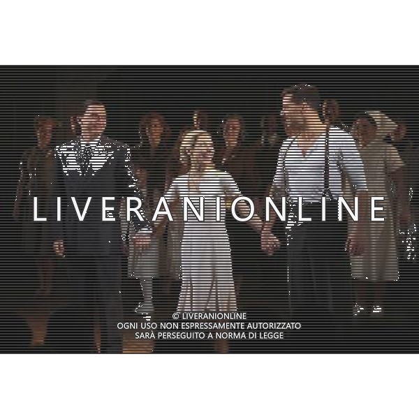 Michael Cerveris \' Elena Roger \' Ricky Martin with the Company during the Broadway Opening Night Performance Curtain Call for \'EVITA\' at the Marquis Theatre in New York City on 4/5/2012 ©photoshotI/Agenzia Aldo Liverani Sas - ITALY ONLY - Il Musical \'Evita\' spettacolo teatrale in scena al Marquis Theatre di New York