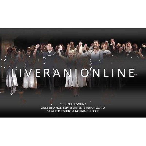 Rachel Potter, Maya Jade Frank, Michael Cerveris, Elena Roger, Ricky Martin \' Max Von Essen with the Company during the Broadway Opening Night Performance Curtain Call for \'EVITA\' at the Marquis Theatre in New York City on 4/5/2012 ©photoshotI/Agenzia Aldo Liverani Sas - ITALY ONLY - Il Musical \'Evita\' spettacolo teatrale in scena al Marquis Theatre di New York