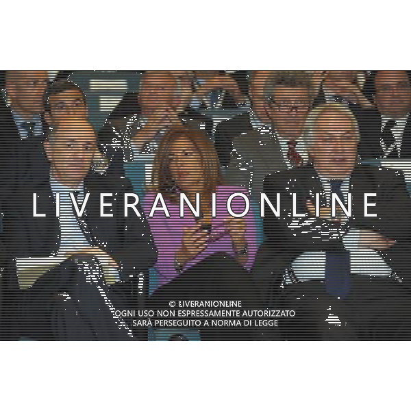 MILANO 12/4/2012 ASSOLOMBARDA, VIA PANTANO, 9 CONVEGNO: -PIU\' MONDO IN ITALIA- NELLA FOTO CORRADO PASSERA, EMMA MARCEGAGLIA ED ALBERTO MEOMARTINI FOTO ROMANO/AG ALDO LIVERANI