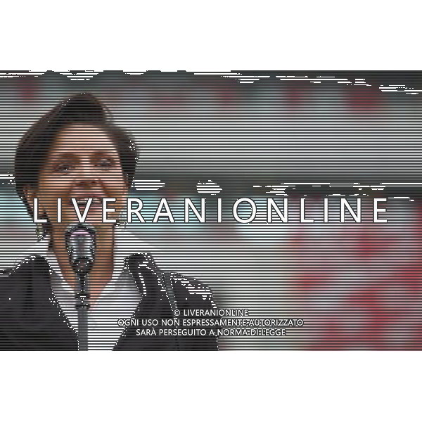 12.04.2012 WARSZAWA STADION NARODOWY ARENA MISTRZOSTW UEFA EURO 2012 OFICJALNA WIZYTA PREZYDENTA UEFA MICHELA PLATININIEGO W POLSCE WIZYTACJA STADIONU UEFA EURO 2012 NZ JOANNA MUCHA MICHEL PLATINI VISITS NATIONAL STADIUM IN WARSAW FOTO LUKASZ GROCHALA/CYFRASPORT/NEWSPIX.PL --- Newspix.pl AG ALDO LIVERANI S A S ONLY ITALY *** Local Caption *** www.newspix.pl mail us: info@newspix.pl call us: 0048 022 23 22 222 --- Polish Picture Agency by Ringier Axel Springer Poland