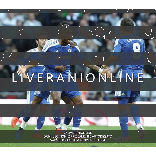 Chelsea\'s Didier Drogba celebrates scoring his sides first goal 1-0 Football - FA Challenge Cup Semi Final - Tottenham Hotspur v Chelsea - Sunday 15th April 2012 - Wembley - London © CameraSport - 43 Linden Ave. Countesthorpe. Leicester. England. LE8 5PG - Tel: +44 (0) 116 277 4147 - admin@camerasport.com - www.camerasport.com AG ALDO LIVERANI S A S ONLY ITALY